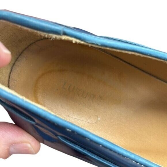 Luxurious Blue Patent Leather Slip-On Loafers With Tassels & Ridged Soles - Wome - Picture 6 of 8